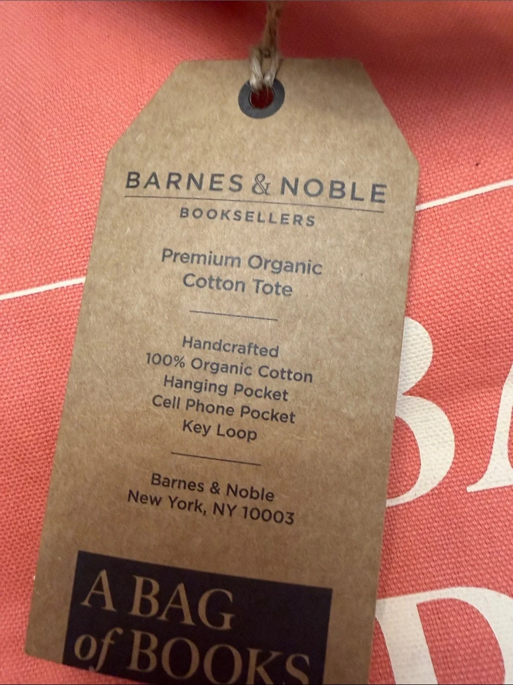 Barnes & Noble Lot of 2 100% Organic Grey Canvas Tote Natural Colors Tote NWT